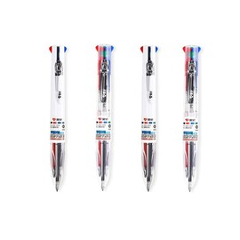 MROOFUL Pack of 4 MultiColor Pen 4 in 1 Colorful Retractable Gel Pen 0.5mm Black Blue Red ink refills For Student School Gel Pens Stationery