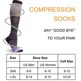 Double Couple 7 Pairs Copper Compression Socks for Men Women 20-30 mmHg Knee High Stockings
