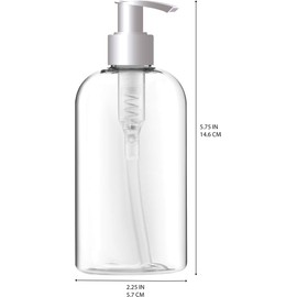 BAR5F Plastic Bottles with Pump Dispenser, 8 oz | Leak Proof, Empty, Clear Refillable, BPA Free for Body Wash, Moisturizer, Face Cream, Liquid Soap | Black & White Pumping Caps | Set of 2