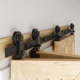 AONAYIOA 72"/6FT Bi-Folding Sliding Barn Door Hardware Kit for 4 Doors, Bi Fold Barn Door Hardware Fit Door Opening Width 68",Smoothly and Quietly,Easy to Install,No Door Panel (Top Mount Hanger)