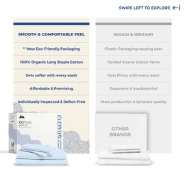 Mayfair Linen 100% Organic Cotton Percale Sheets Twin Size - 3 Piece Twin Percale Sheet Set, 16" Deep Pocket Twin Percale Sheets, Soft, Crisp, Cooling Sheets, Dorm Room Sheets Twin Size - Light Blue