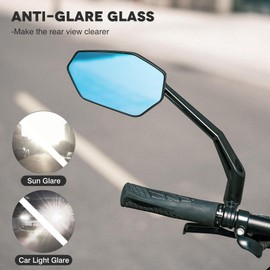 JJZOUEN Bike Mirror Handlebar Mount, Scratch Resistant Convex Glass, Carbon Fiber Housing, Rotatable Bicycle Rear View Mirrors, Bike Rearview Mirror for MTB, E-bike, Bike Accessories, Fit 20-23mm