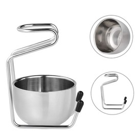 Upstore 2 in 1 Shave Cup with Stand Holder Set Stainless Steel Shaving Bowl with Shaving Stand Brush Holder Set Razor Brush Bowl Grooming Tool for Men Beard Care and Cleaning