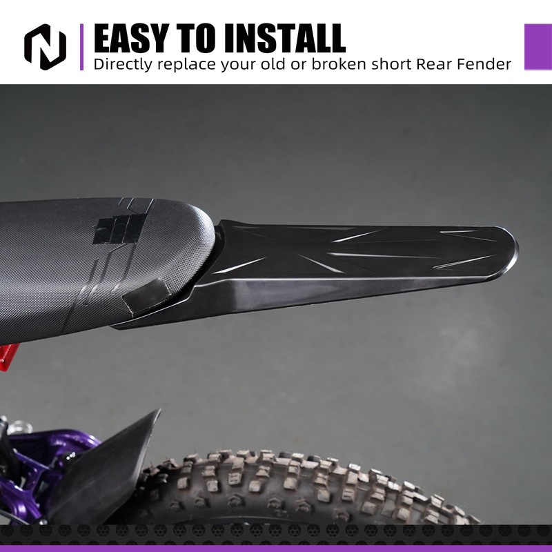 NICECNC Black Rear Fender Extended Longer Compatible with Surron Light