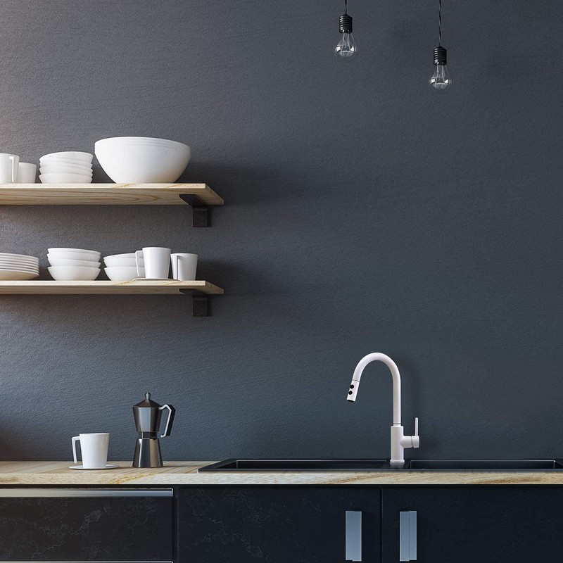 Peppermint Kitchen Sink Faucet Pull Down Matte White Kitchen Faucets