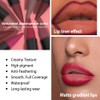 evpct Dark Red Gradient Matte Lipstick Lip Liner Combo Set