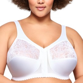 Glamorise Full Figure Plus Size MagicLift Front-Closure Support Bra Wirefree #1200 White