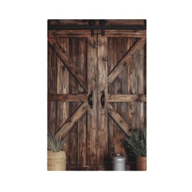 VGHOKO Decorative Switch Plate Cover with Rustic Barn Door Vintage Weathered Wood Texture Design 1 Gang No Device Single Blank Outlet Covers Wall Plate Light Switch Covers for Farmhouse Kitchen Decor