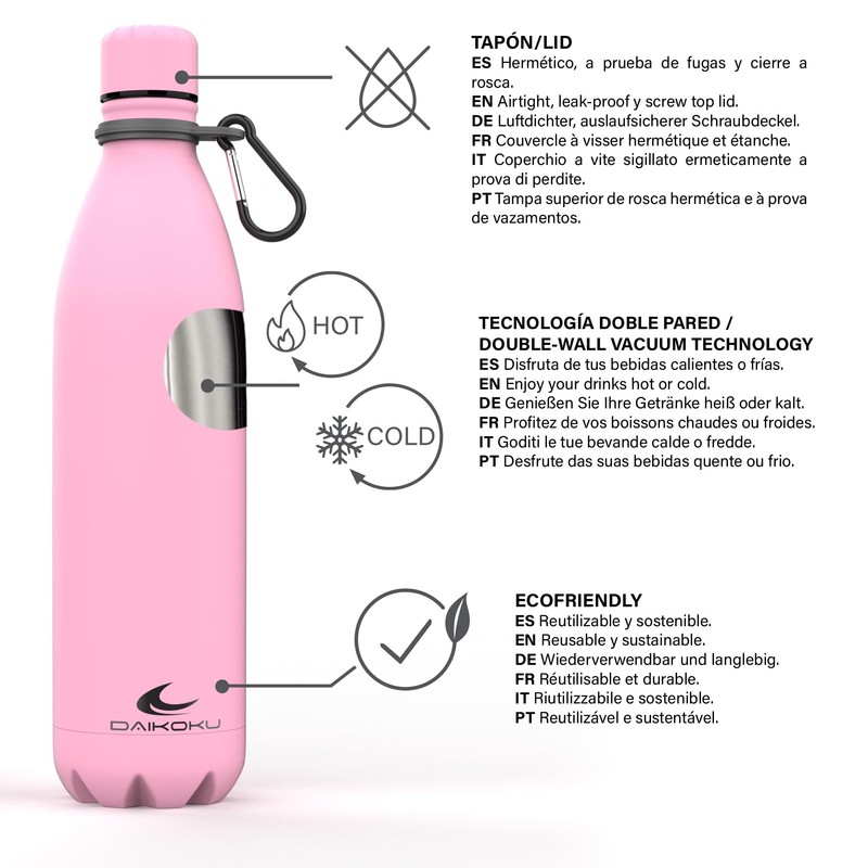 Daikoku Stainless Steel Bottle + Adjustable Strap + Carabiner, BPA