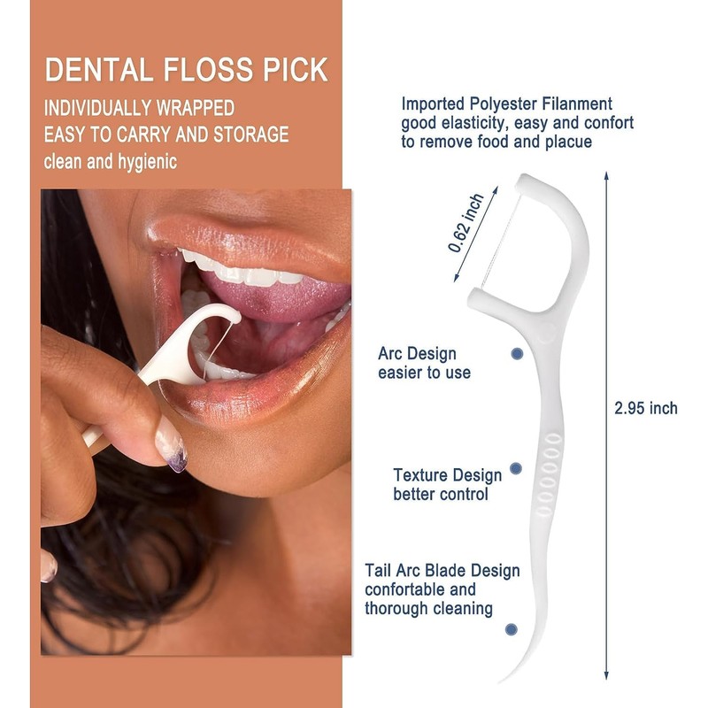 150 Pack Dental Floss Picks Individually Wrapped, Floss Single Bag,