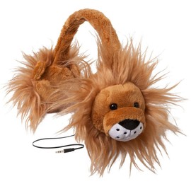ReTrak Retractable Animalz Tangle-Free, Volume Limiting (85 dB) Over Ear Headphones for Kids, Gold Lion (ETAUDFLION), standard, Lucky Lions