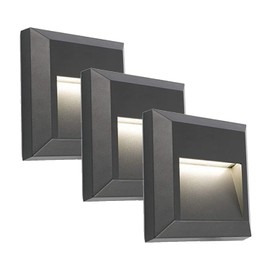 ZONK Outdoor Indoor Step Lights Wire Connected, 110V-240V 3W Stair Lights, Non-dimmable 4000K Staircase Lights, Waterproof IP65 Deck Lights for House, 3 Pack