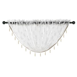 NAPEARL Cenefa de organza transparente para ventana, cortinas con abalorio para ventanas, cenefa decorativa pequeña para ventana (1 unidad, 57 x 37 pulgadas)