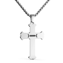HOFOYA Sports Athletes Cross Pendant Necklace with Inspiring Bible Quote from Phil 4:13 Football Pendants Jewelry Birthday Graduation Valentines Gift for men women teen boys girls.