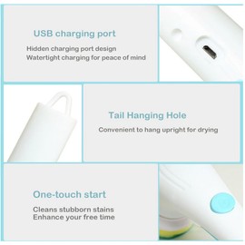 Handheld Power Cleaning Brush, Cordless Power Cleaning Brush and Five Interchangeable Brush Heads, Bathroom, Kitchen, Floor, Dishes, Shoes, Glass - Multi-Functional Home Accessories.