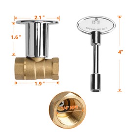 Skyflame 3/4 Inch Straight Gas Key Valve Kit for Fire Pit Fireplace with Flange and 3 Inches Key, Chromed