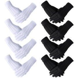 SATINIOR 8 Pairs Gloves Uniform Parade Costume Gloves for Formal Tuxedo Honor Guard Parade for Women Men(White, Black)