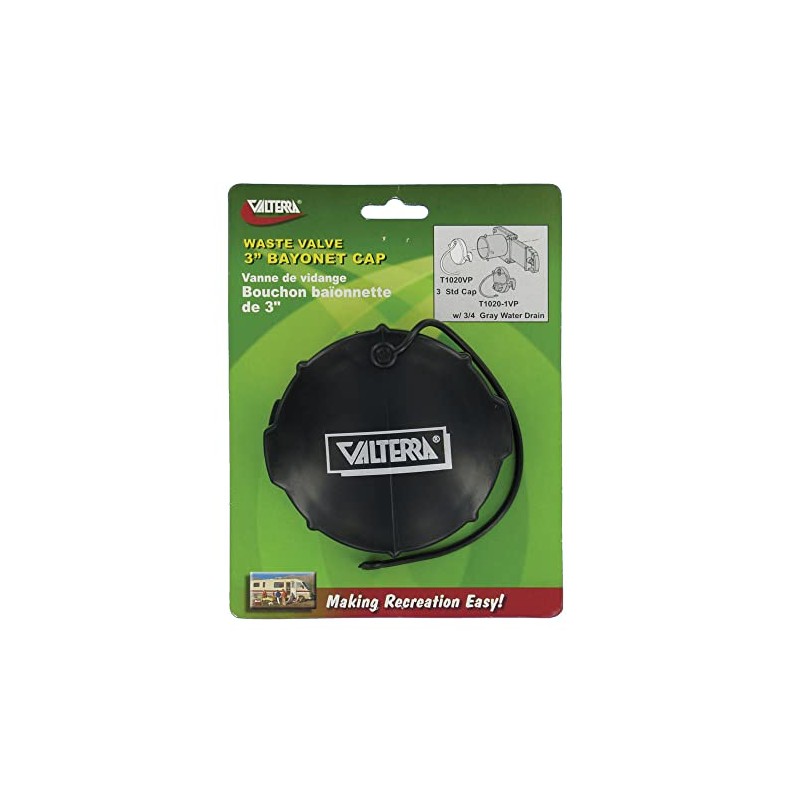 Valterra T1020VP Waste Valve Cap - 3" Bayonet, Black
