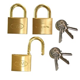 Wake Sangyo TWE Keyed Cylinder Lock Padlock Brass 1.6 inches (40 mm) Door Post Security Security VA-034 with 3 Pieces