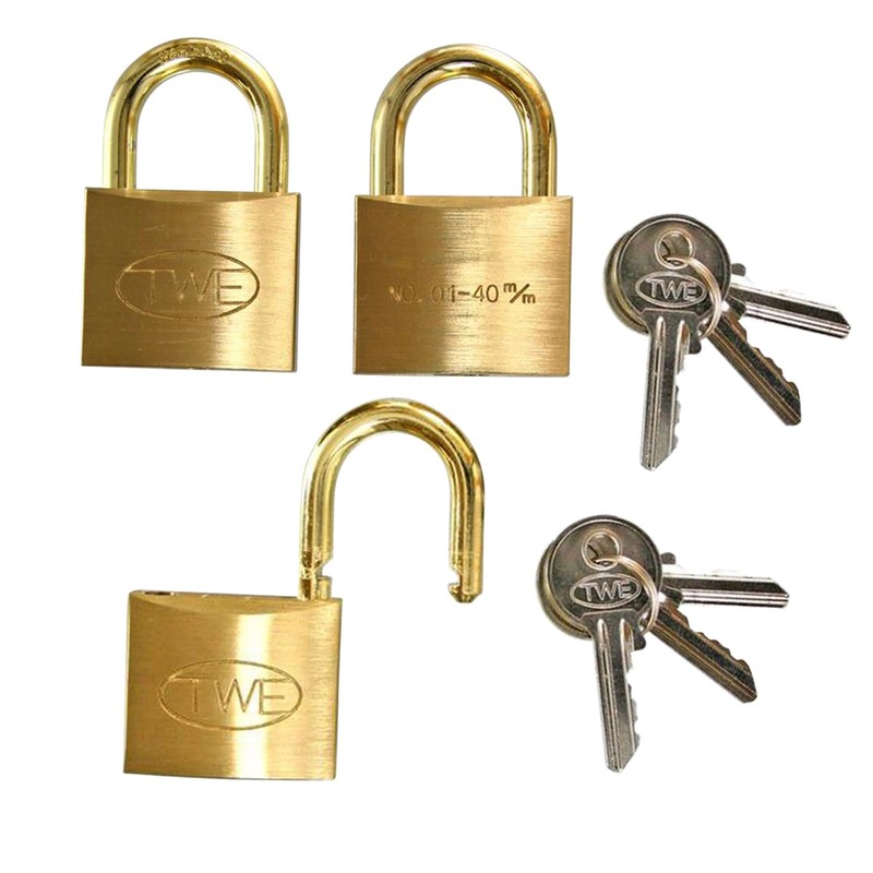 Wake Sangyo TWE Keyed Cylinder Lock Padlock Brass 1.6 inches