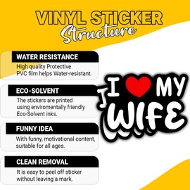 (3Pcs) I Love My Wife Sticker, I Heart My Wife Decal, Sticker Connection Funny Hot Wives Heart Vinyl Decals for Cars Trucks Vans Bumper Windows Waterbottles Laptops 3"x3"