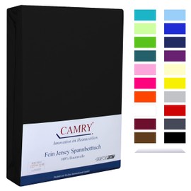 Camry Fitted Topper Sheet, 180 x 200 cm - 200 x 200 cm, Black, Cotton Bed Sheet, Jersey Fitted Sheet, Oeko-Tex 100