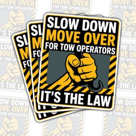 (3 Pcs) Slow Down Move Over for Tow Truck Driver Sticker – Safety Quote Vinyl Decal Waterproof for Laptop, Water Bottle, Tumbler, Car – Gift for Tow Truck Drivers, Road Safety Advocates – 3 Inch