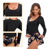 NESY Long Sleeve Swimsuits for Women Rash Guard Scoop Neck