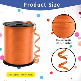 500 Yard Premium Orange Curling Ribbon Balloon String,3/16" for Gift Wrapping, Balloon Ribbon,Party Birthday Wedding Decoration,Art Crafts,Florist Flowe