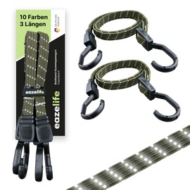 Set of 2 Rubber Tension Straps, Adjustable, Wide Band Expander with Metal Hooks, Strong Resilient for Car, Bicycle and Outdoor Activities (10 Colours, 3 Lengths) (Moss, 120 cm)