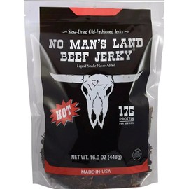 No Man’s Land HOT Beef Jerky High Protein Low Calorie Low Carb Beef Snack 16oz