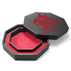 shibby Dice Board with Cube Tray and Lid for All Tabletop Games - 23.5 cm Floral M2-2 (Red)