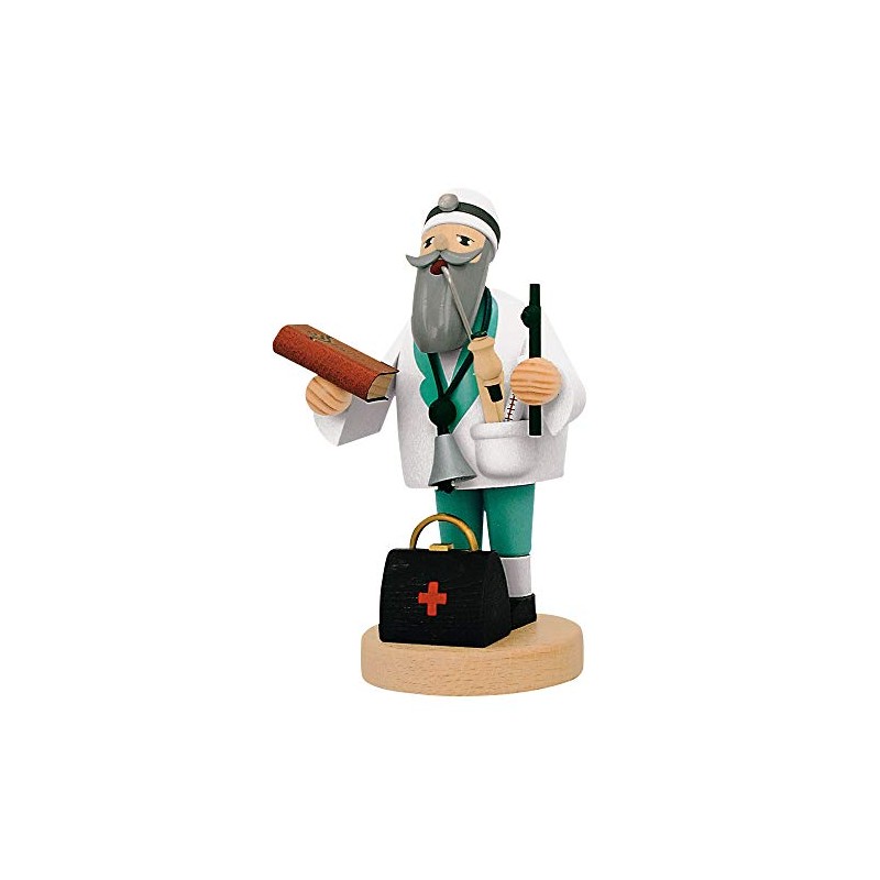 KWO Smoking Men Incense Holder, Doctor, 19 cm, Wood Multicolour,