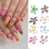 100 Stück Nail Charms Blumen Nagelcharms - 3D Blumen Nagelrhinesteine,