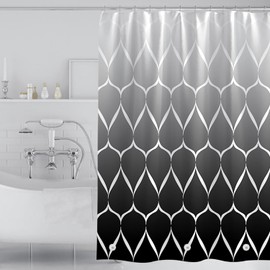 TIKABC Shower Curtain Liner, 4G PEVA Shower Liner, Plastic Waterproof Shower Curtains, with Grommet Holes and 3 Magnetic Weights(Gradient Black Gird)