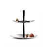 Nambe Circa 18" Two-Tiered Server - Stainless Steel with Black
