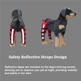 Dog Knee Brace Adjustable Dog Double Rear Leg Brace with Metal Hinged Flexible Support and Reflective Seat Belts Dog Acl Brace Hind Leg Red (S)