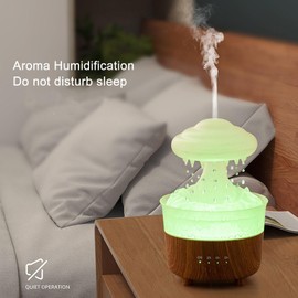 Pomya Humidificador de Nube de Lluvia por Goteo de Agua, Difusor de Aceite Esencial de Aromaterapia con 7 Luces LED de Colores, Control Remoto, para Dormir Relajante (Blanco)