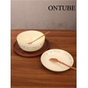 ONTUBE Ceramic Flower Dinnerware Set, Two Plates with Large Soup