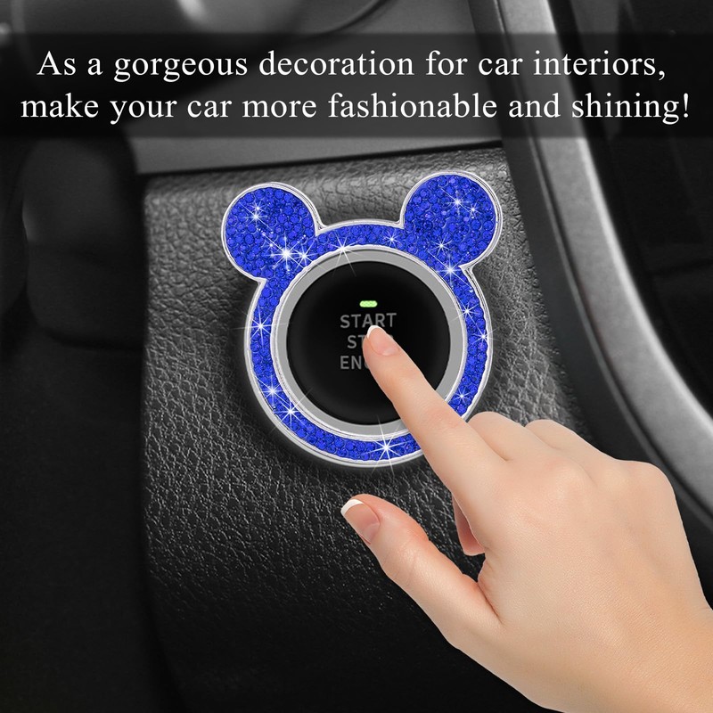 Wevdn Bling Car Engine Start Button Cover, Rhinestone Ring Start
