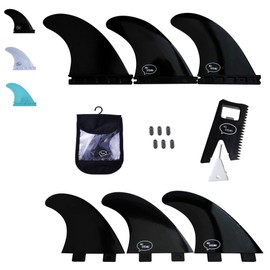 Ho Stevie! FRP Thruster (3) Surfboard Fins - Stronger Than Regular Nylon Fins - includes Fin Bag, Screws, Wax Comb and Fin Key