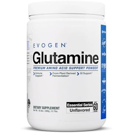 Evogen Glutamina - Aminoácido Recuperador Premium  Favorece la Recuperación Muscular  L-glutamina  Sin Sabor  60 Porciones