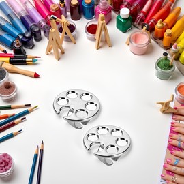 2Pcs/Lot Mini Manicure Palette Wearable Metal Nail Art Polish Holder Paint Palette Finger Rings Nail Art Tools Palettes Palette Cups Cups Painting, Drawing and Supplies