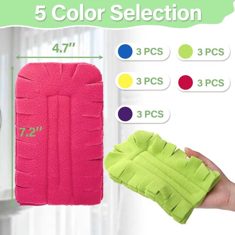WRINGKIT 15 Pieces Reusable Duster Refill, 360° Heavy Duty Fleece