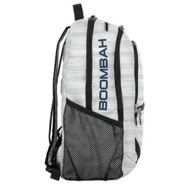 Boombah Odyssey Back Pack Bat Bag - 9" x 12" x 18" - Brushed Stripe White/Gray
