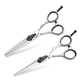 FOGOSP 5.5" Professional Hair Scissors Set with CNC Tech Straight and Thinning Scissors for Barbers and Salon Stylist Japan 440C Stainless Steel Sharp Ergonomic Lightweight (5.5, kit)