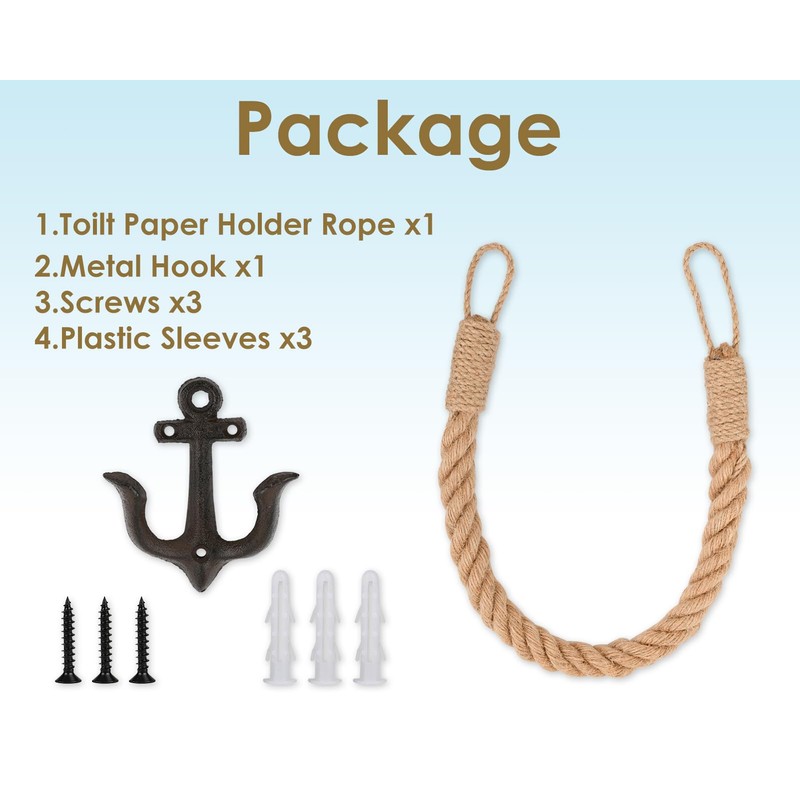 DS. DISTINCTIVE STYLE Nautical Toilet Paper Holder Beach-Themed Wall-Mounted Anchor