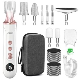 Litbear Juego de limas eléctricas de uñas, amoladora profesional de uñas gruesas de 15 velocidades, herramienta de manicura de pedicura inalámbrica, r