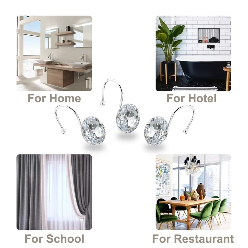 12PCS Shower Curtain Hooks Rings for Bathroom, Stainless Steel Rust