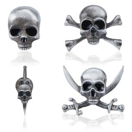 SUPERFINDINGS 4 Styles Gothic Skull Brooch Punk Skeleton Head Cross Sword Brooch Pin Skull and Dagger Badge Pin Alloy Skull Enamel Pins